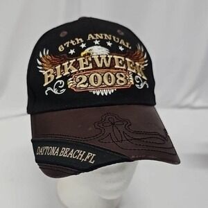 Daytona Beach Bike Week 2008 Hat 67th Eagle Biker Cap Black Brown Adjustable